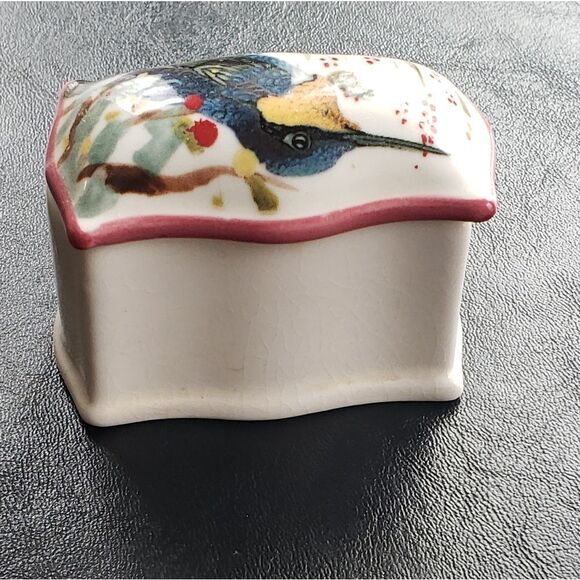 Decorative Bird Trinket Box - Blue and White - Picture 4 of 9